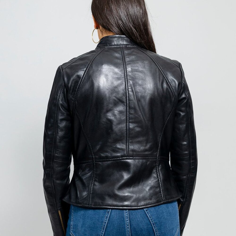 Zoey Womens Fashion Leather Jacket - Picture 4 of 8